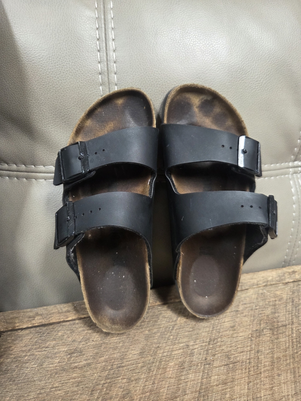 Authentic Birkenstock Black Leather Sandals Size 38 US Women's 7-7.5 / B1M
